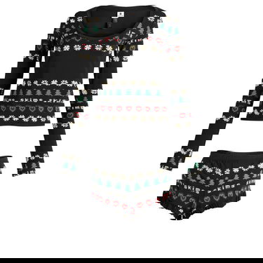 Пижама SKIMS SKIMS x CPFM Sleep Scoop Neck Top & Short Sleep Set Fairisle Черно | ST-SET-10920W-OPF, 1