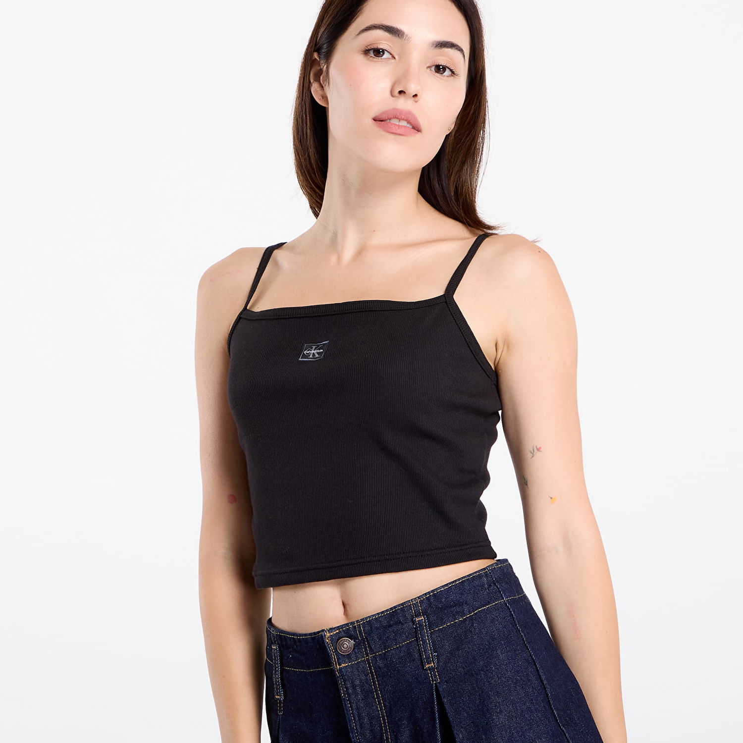 Потник CALVIN KLEIN Woven Label Rib Crop Black Черно | LV047C908G UB1, 1
