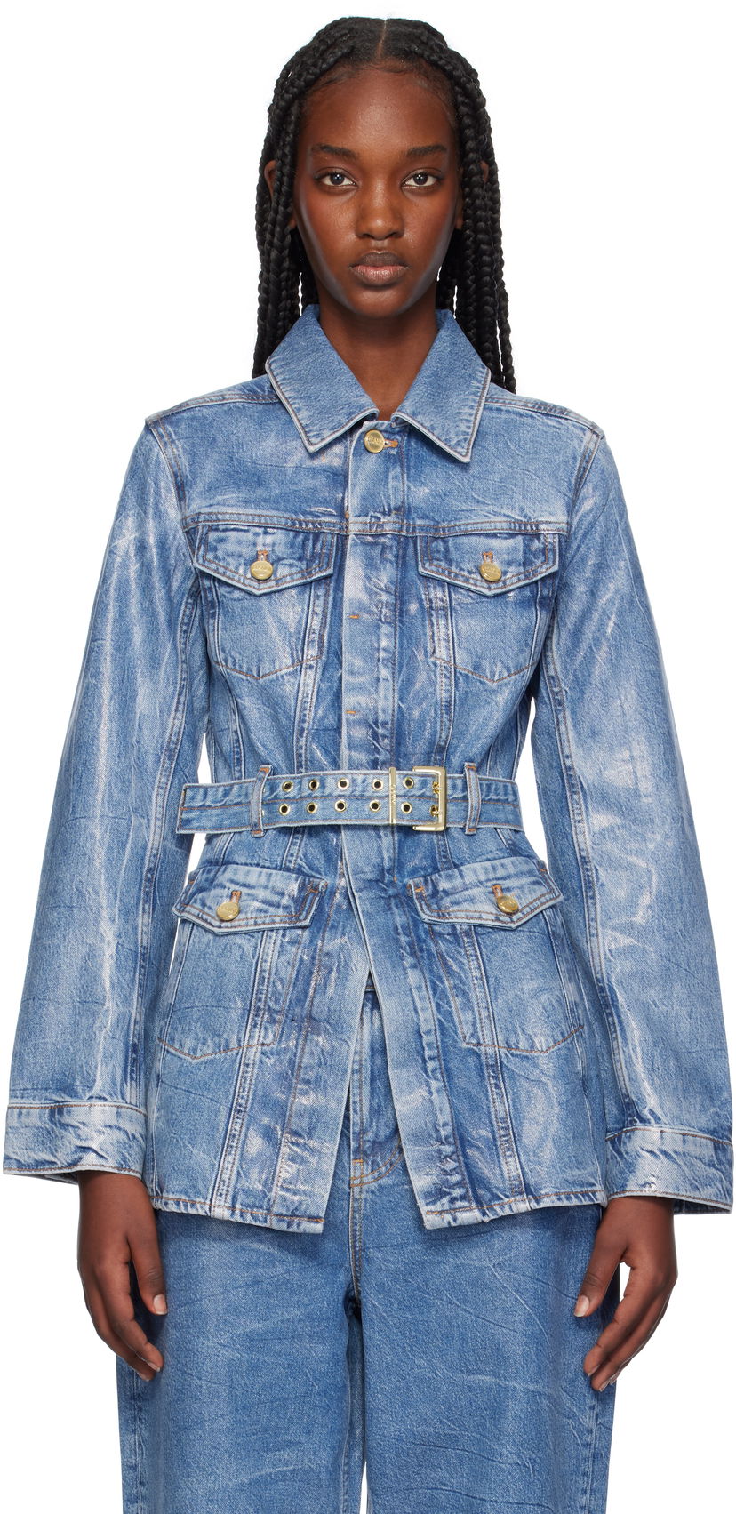 Яке GANNI Ganni Foil Denim Jacket Синьо | J1540