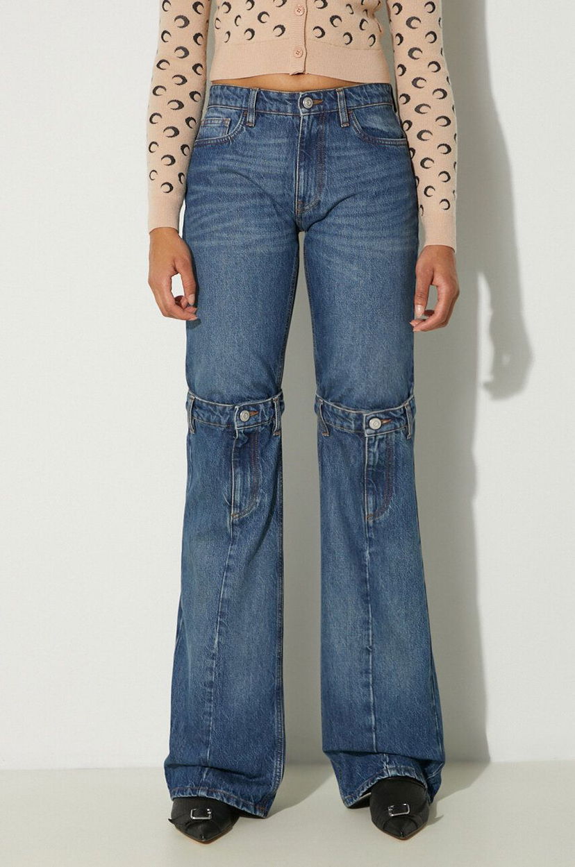 Дънки Coperni Open Knee High-Waist Jeans Синьо | COPP55252