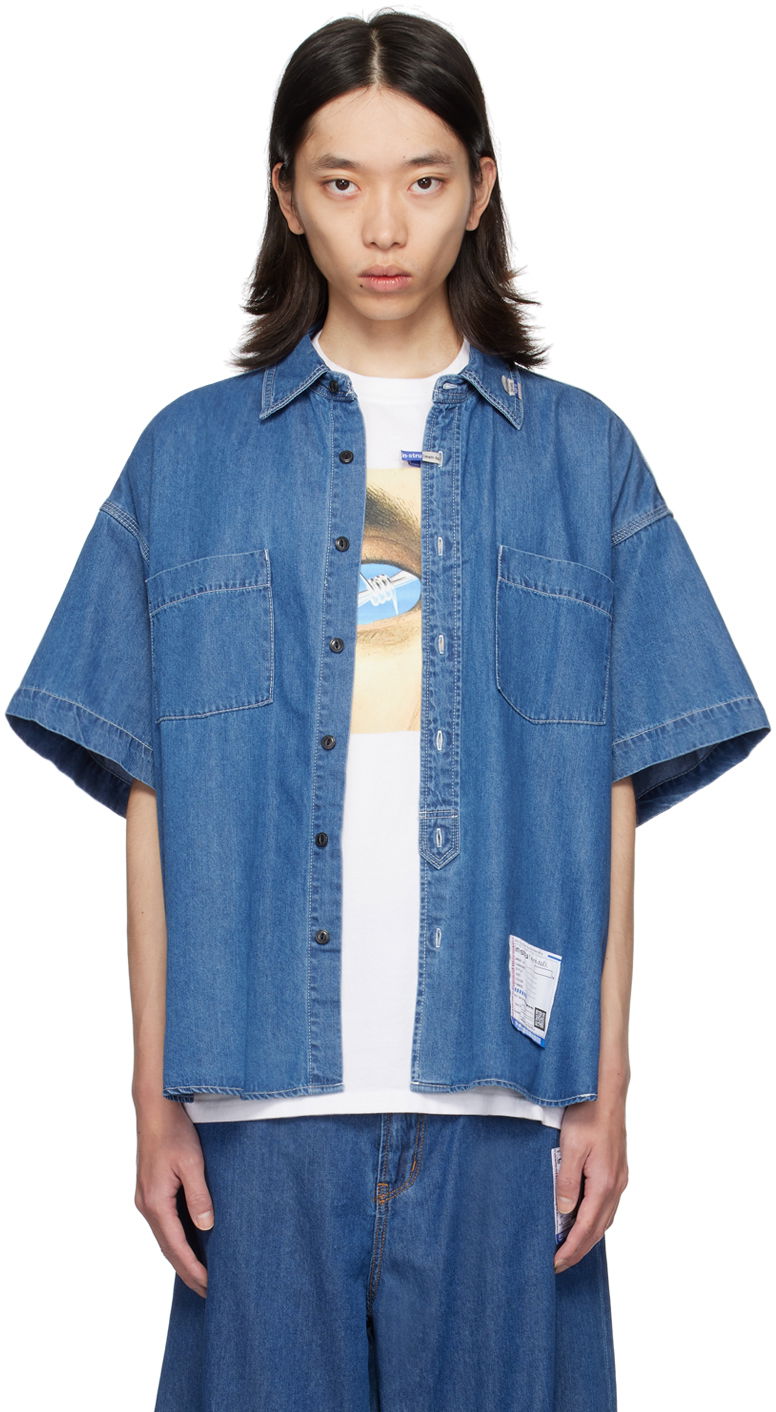 Риза Maison MIHARA YASUHIRO Maison MIHARA YASUHIRO Half-Sleeve Denim Shirt Синьо | I12SH003, 0