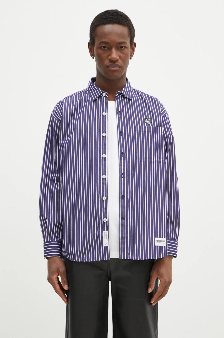 Риза Neighborhood NEIGHBORHOOD Striped Regular Fit Shirt Лилаво | 242TSNH.SHM03, 0