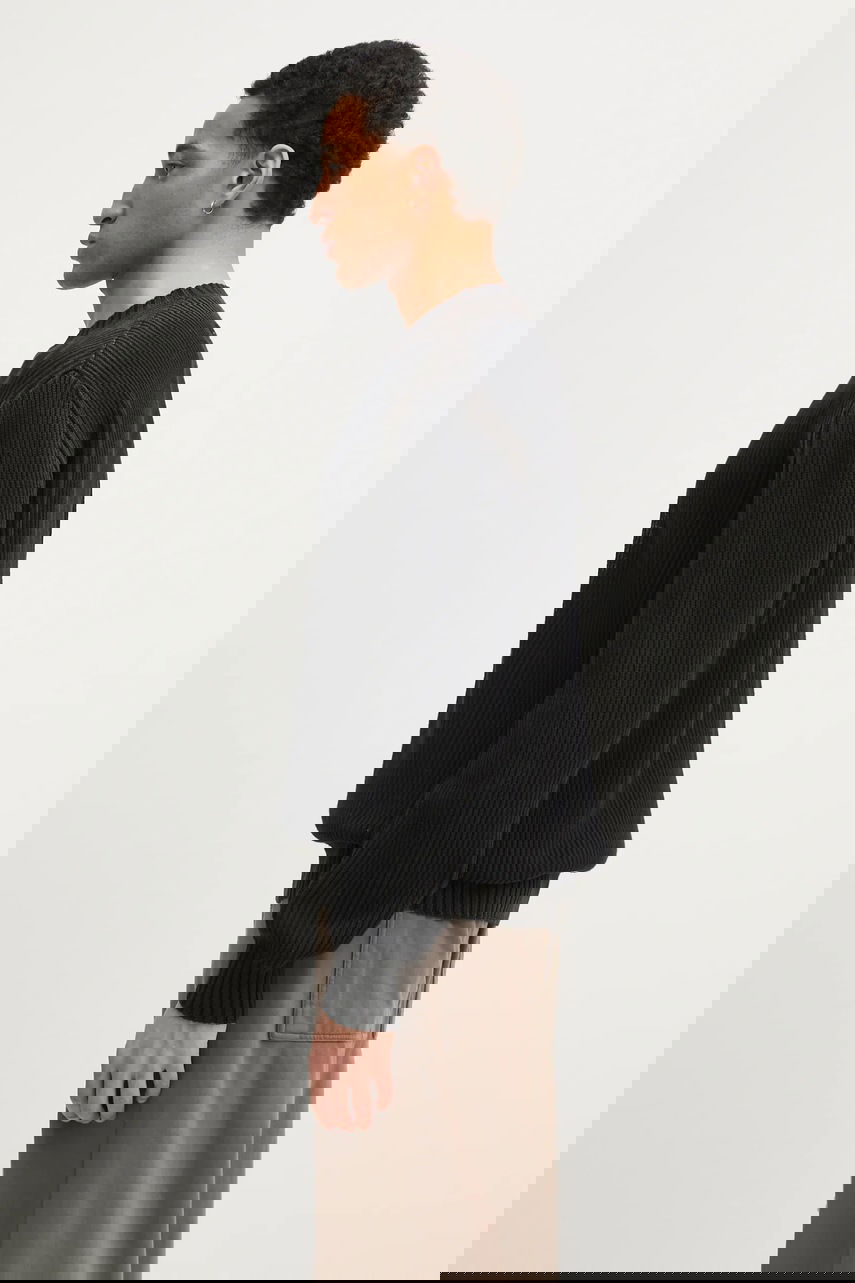 Пуловер Maison Margiela MM6 Maison Margiela Cotton Ribbed Knit Sweater with M Design Черно | SH0HL0024, 1