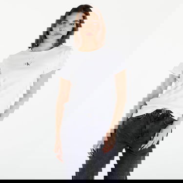 Тениска CALVIN KLEIN Woven Label Rib Slim Short Sleeve Tee Бяло | J20J223358 YAF, 0