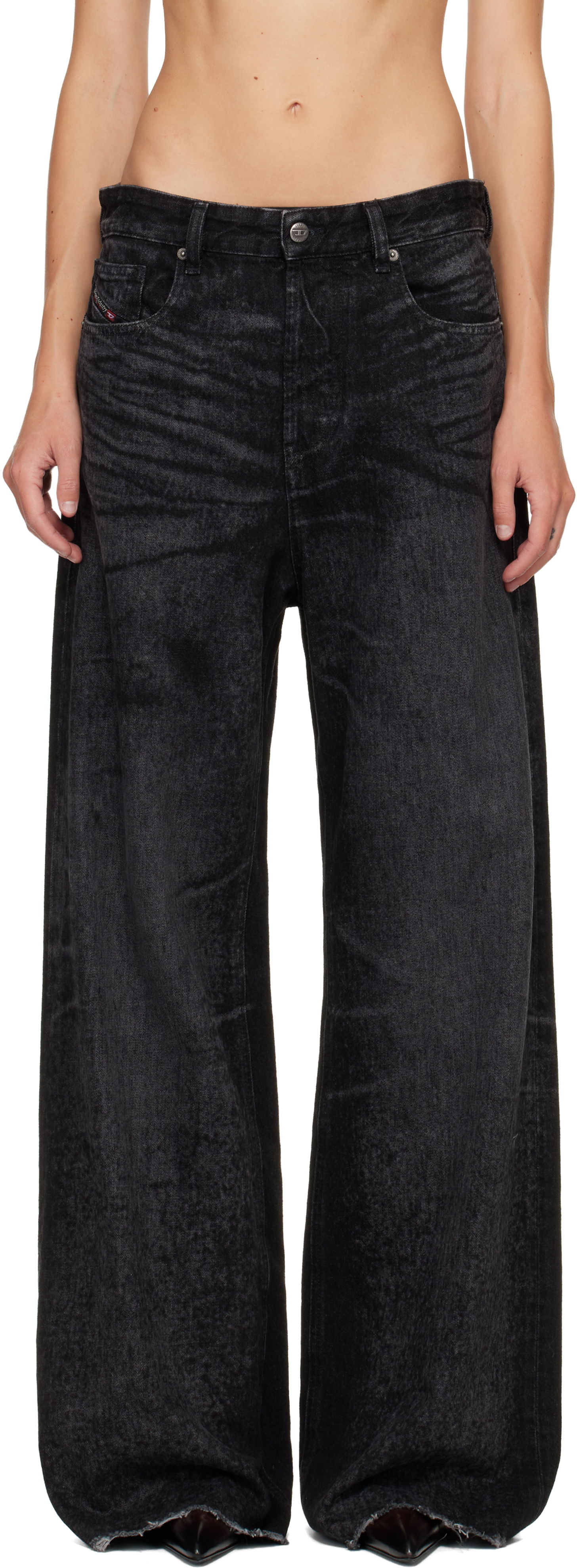 Дънки Diesel 1996 D-Sire Distressed Wide-Leg Jeans Черно | A21497 007DB, 0