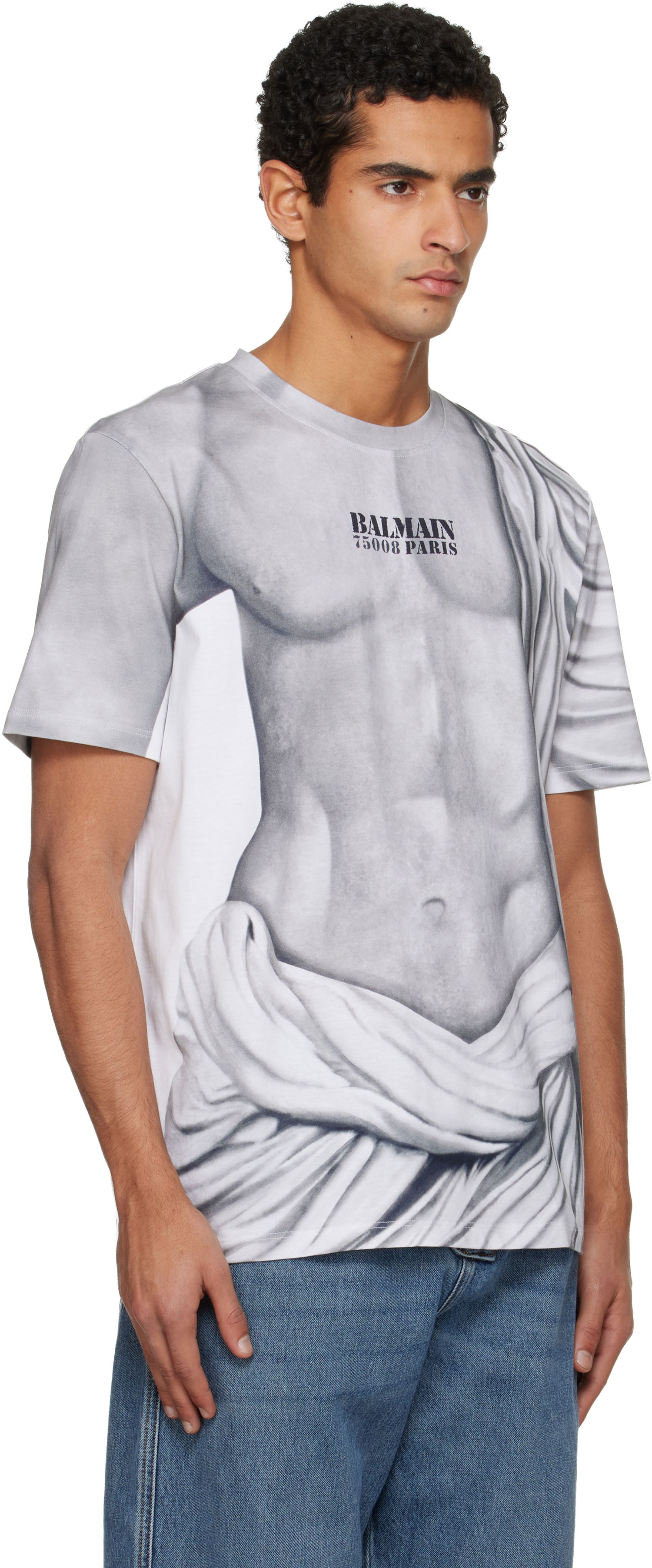 Тениска Balmain Statue Print T-shirt Сиво | FH1EG000GF07, 1