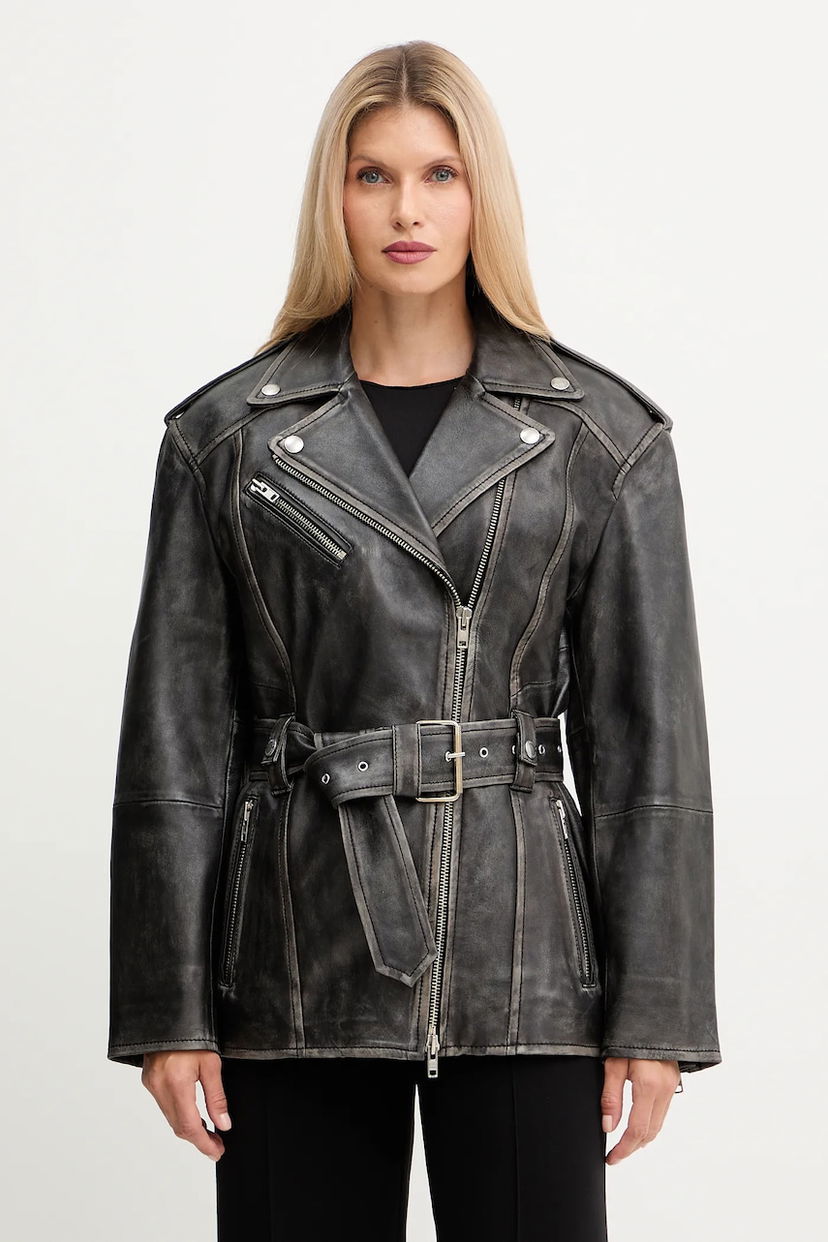 Яке STAND STUDIO Stand Studio Leona Oversized Leather Jacket Черно | 66547.7830