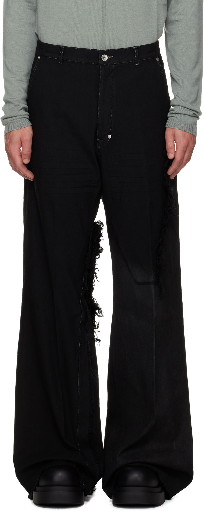 Дънки Rick Owens Concordians Joris Wide-Leg Distressed Jeans Черно | RR02E1308 BBCL