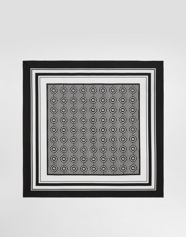 Dolce & Gabbana Silk Pocket Square with Geometric DG Logo Pattern Onesize