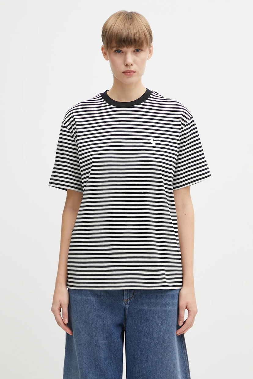 Тениска Carhartt WIP Cotton Short Sleeve Striped Verner T-Shirt Многоцветен | I033841.2JGXX