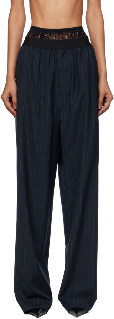 Панталони Balenciaga Balenciaga Pinstripe Elastic Trousers Тъмно синьо | 790887TST24, 0