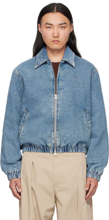 Яке бомбър AMI AMI Paris Ami de Coeur Denim Jacket Синьо | HJK043.DE0046, 0