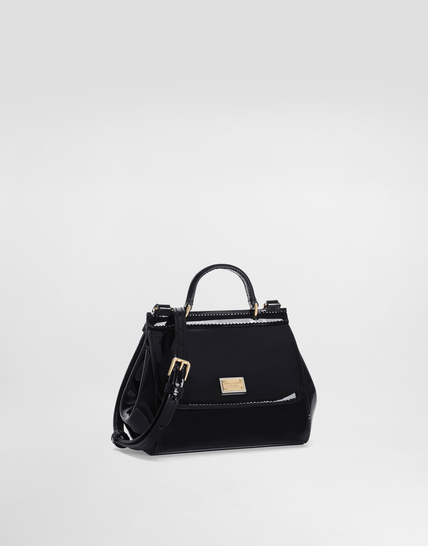 Дамска чанта Dolce & Gabbana Dolce & Gabbana Mini Sicily Patent Leather Bag Черно | EB0003A106780658, 1