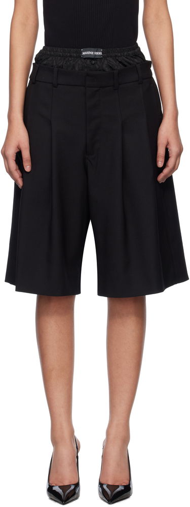 Къси панталони Marine Serre Marine Serre Virgin Wool Twill Shorts Черно | MSH010A RWOV0001, 0