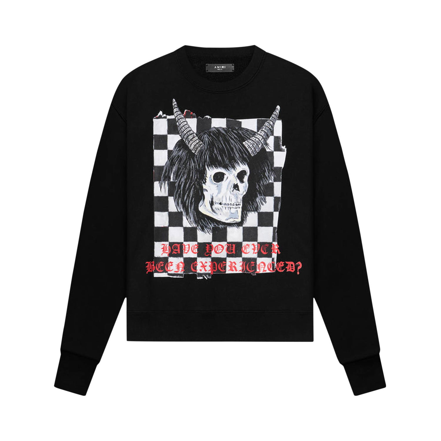 Суитчър AMIRI x Wes Lang Checker Skull Crew Черно | AW22MJG009 001 BLAC, 1
