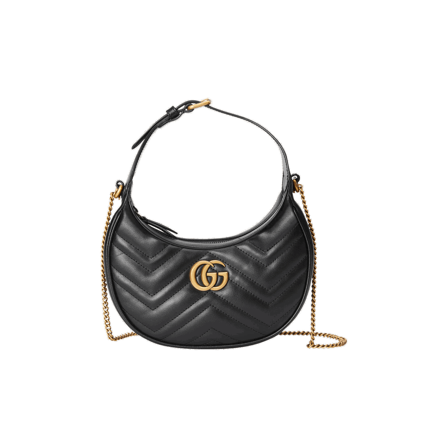 Дамска чанта Gucci GG Marmont Half-Moon-Shaped Mini Bag Черно | 699514 DTDHT 1000, 0