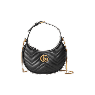 Дамска чанта Gucci GG Marmont Half-Moon-Shaped Mini Bag Черно | 699514 DTDHT 1000, 0