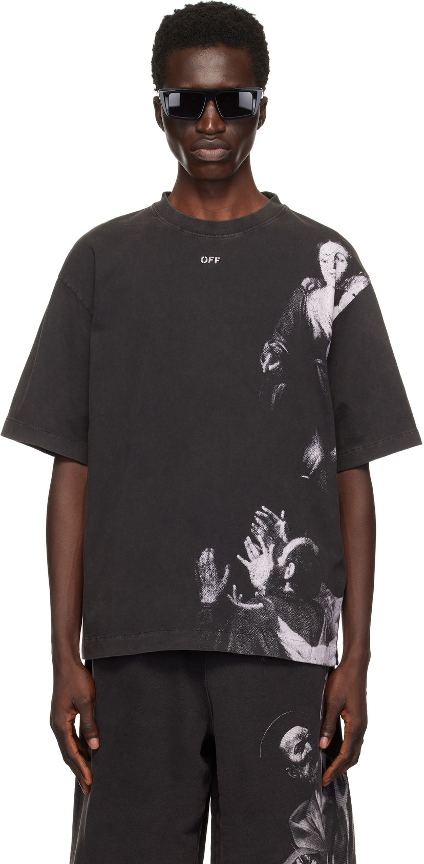 Тениска Off-White Blurred Mary Skate T-Shirt Черно | OMAA120F24JER0091001