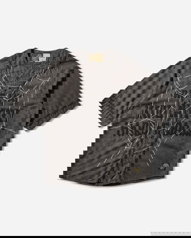 Риза KAPITAL Cotton Wool Great Kountry Baseball Shirt with Spiderweb Design Сиво | K2505SS215 DARKGRAY, 1