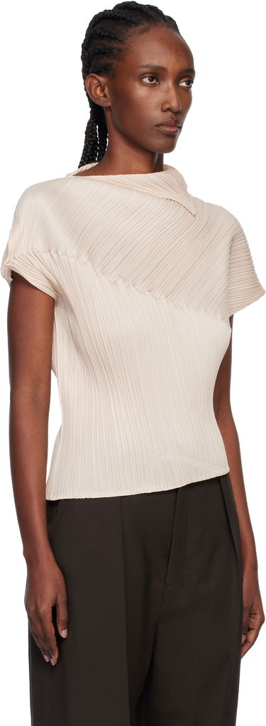 Тениски и потници Pleats Please Issey Miyake Pleats Please Issey Miyake Pleated Asymmetric Leap Top Бежово | PP58JK461, 1