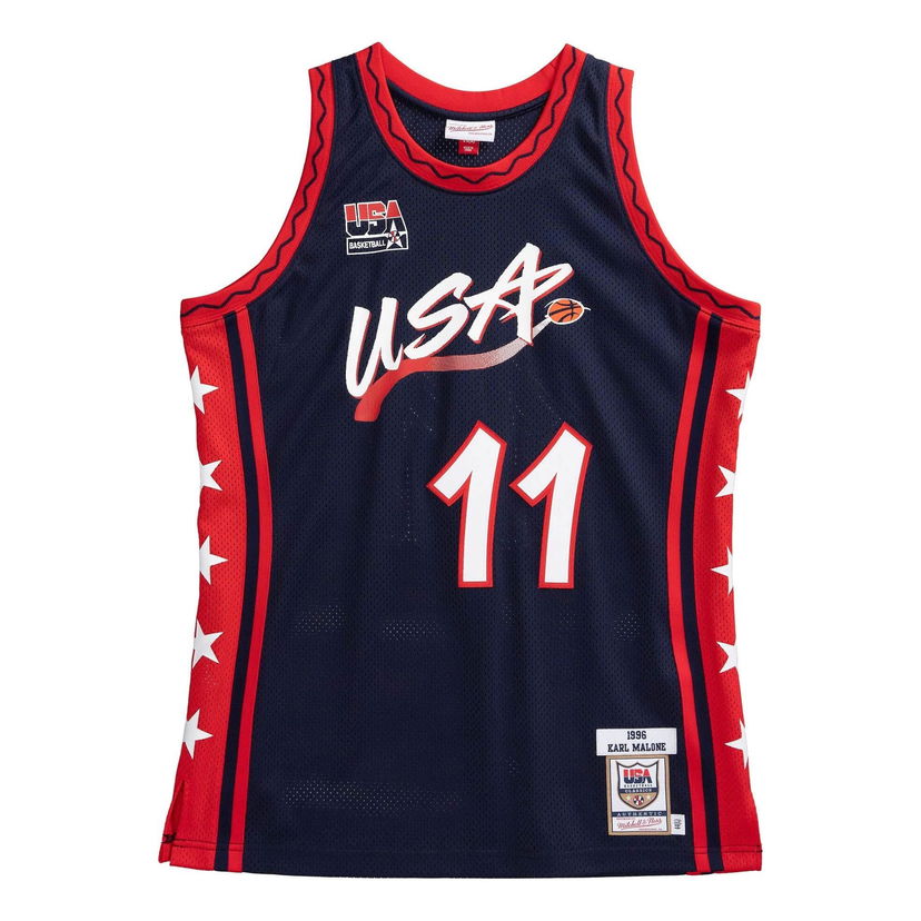 Фланелка Mitchell & Ness Team USA 1996-97 Karl Malone 11 Jersey Синьо | AJY4SB19058-USANAVY96KMA