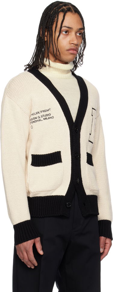 Пуловер Moncler Moncler Genius x FRGMT Hiroshi Fujiwara Embroidered Cotton Cardigan Бежово | K109U9B00001M5206, 1