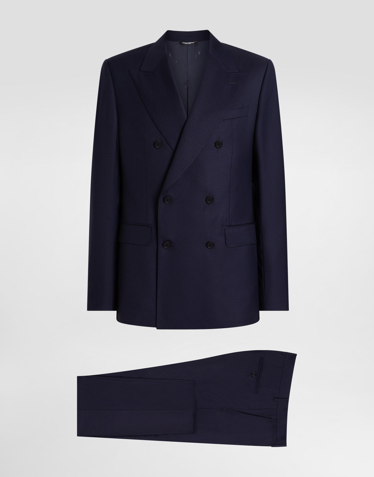 Комплект Dolce & Gabbana Dolce & Gabbana Double-breasted Micro-patterned Wool Suit Тъмно синьо | GK021TFM2GRS8031, 0