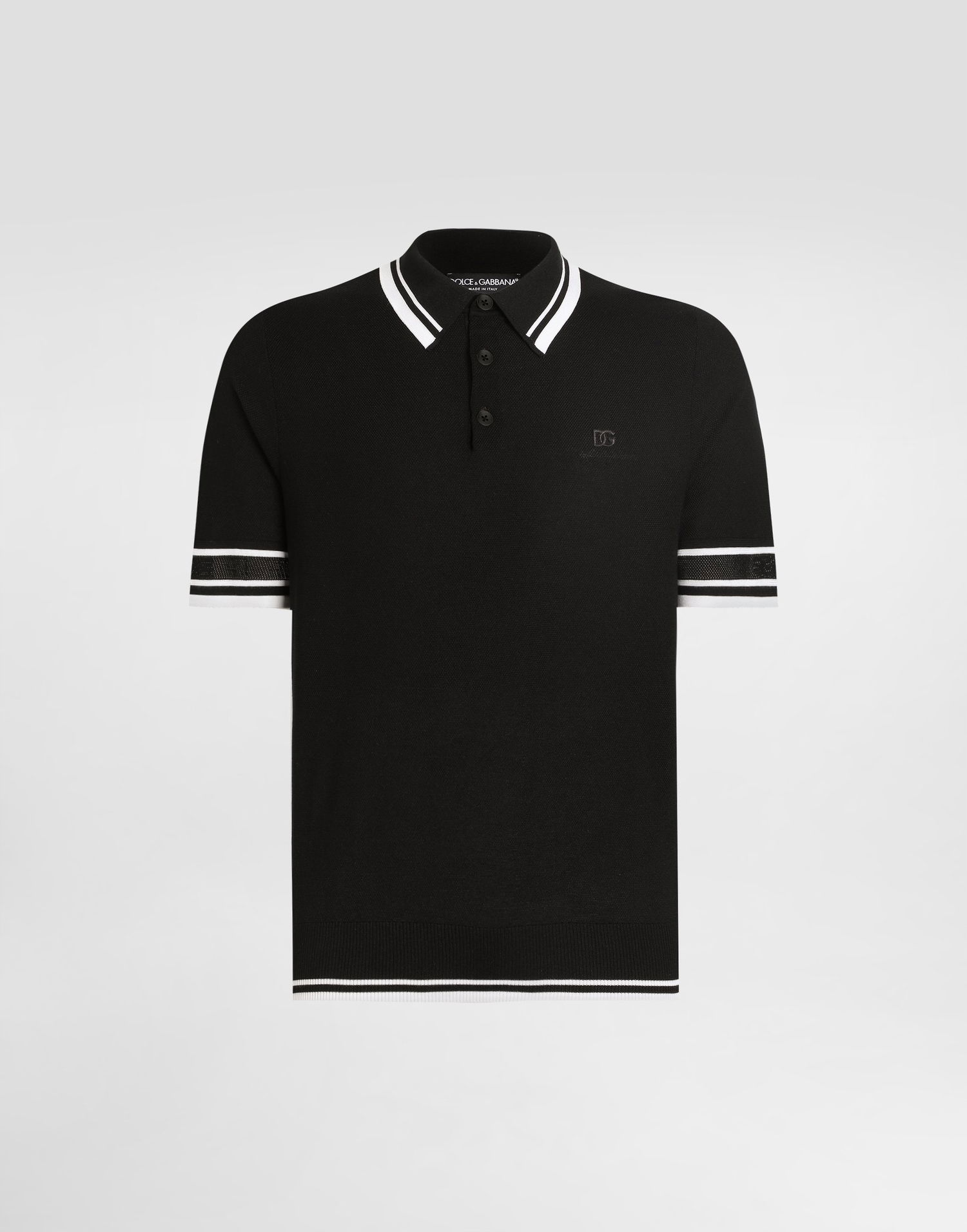 Поло тениска Dolce & Gabbana Dolce & Gabbana Silk Piqué Polo Shirt Черно | GXZ02ZJBSLUN0000, 0