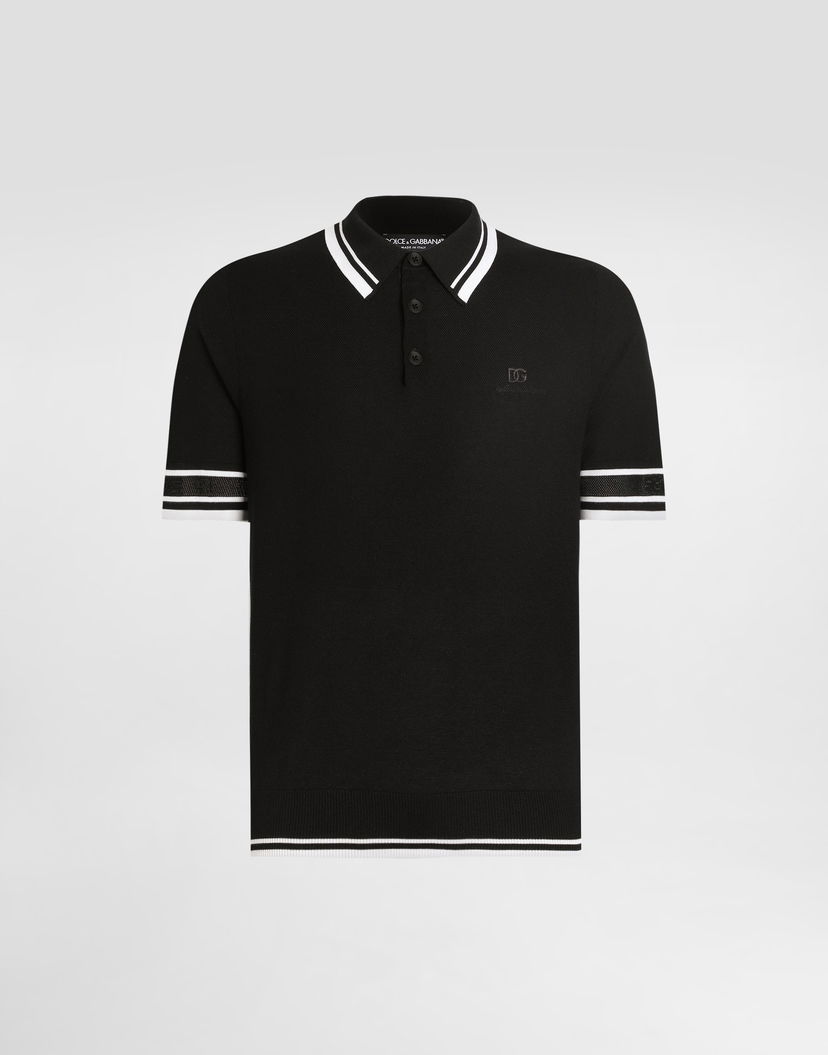 Поло тениска Dolce & Gabbana Dolce & Gabbana Silk Piqué Polo Shirt Черно | GXZ02ZJBSLUN0000