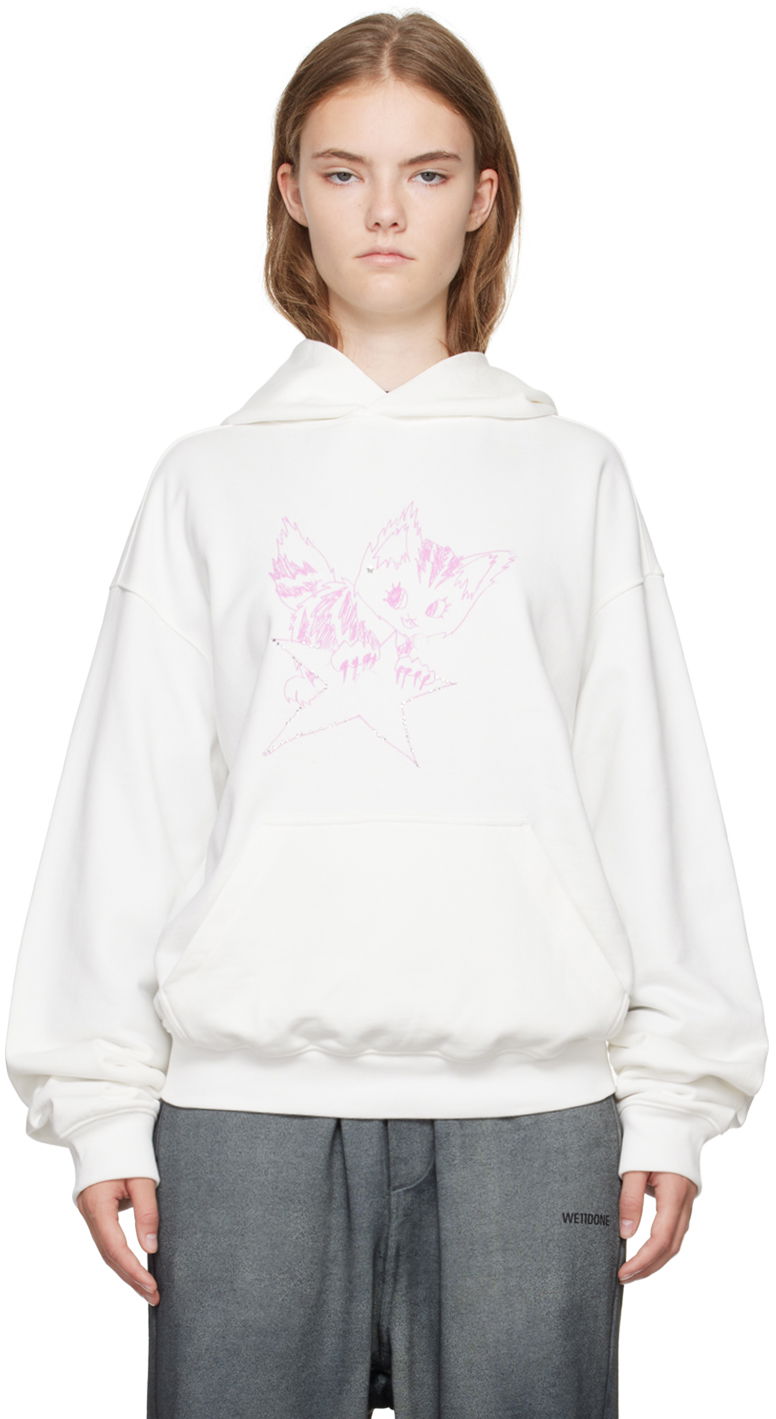 Суитчър We11done Fitted Hoodie With Graphic Print Бяло | WD-TH2-24-832-U-IV, 0