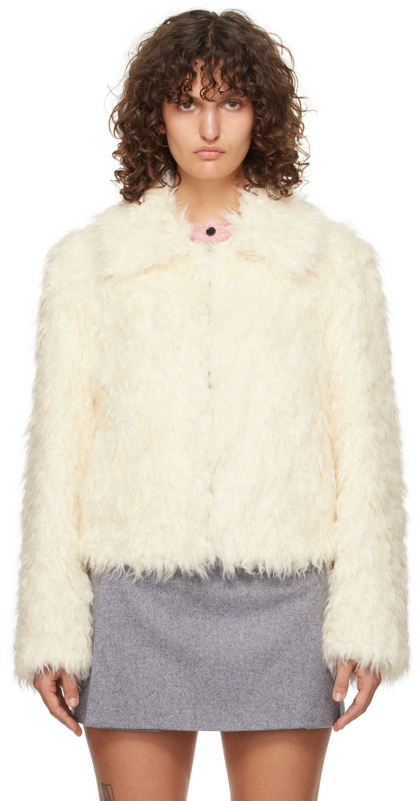 Яке MSGM Faux-Fur Jacket Бяло | 3742MDH12 247808