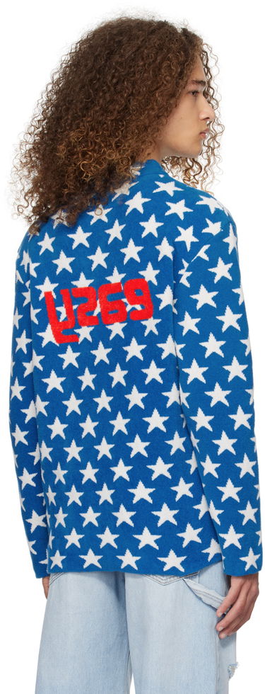 Пуловер ERL 'Easy' Star-Print Knit Sweater Синьо | ERL07N006, 2