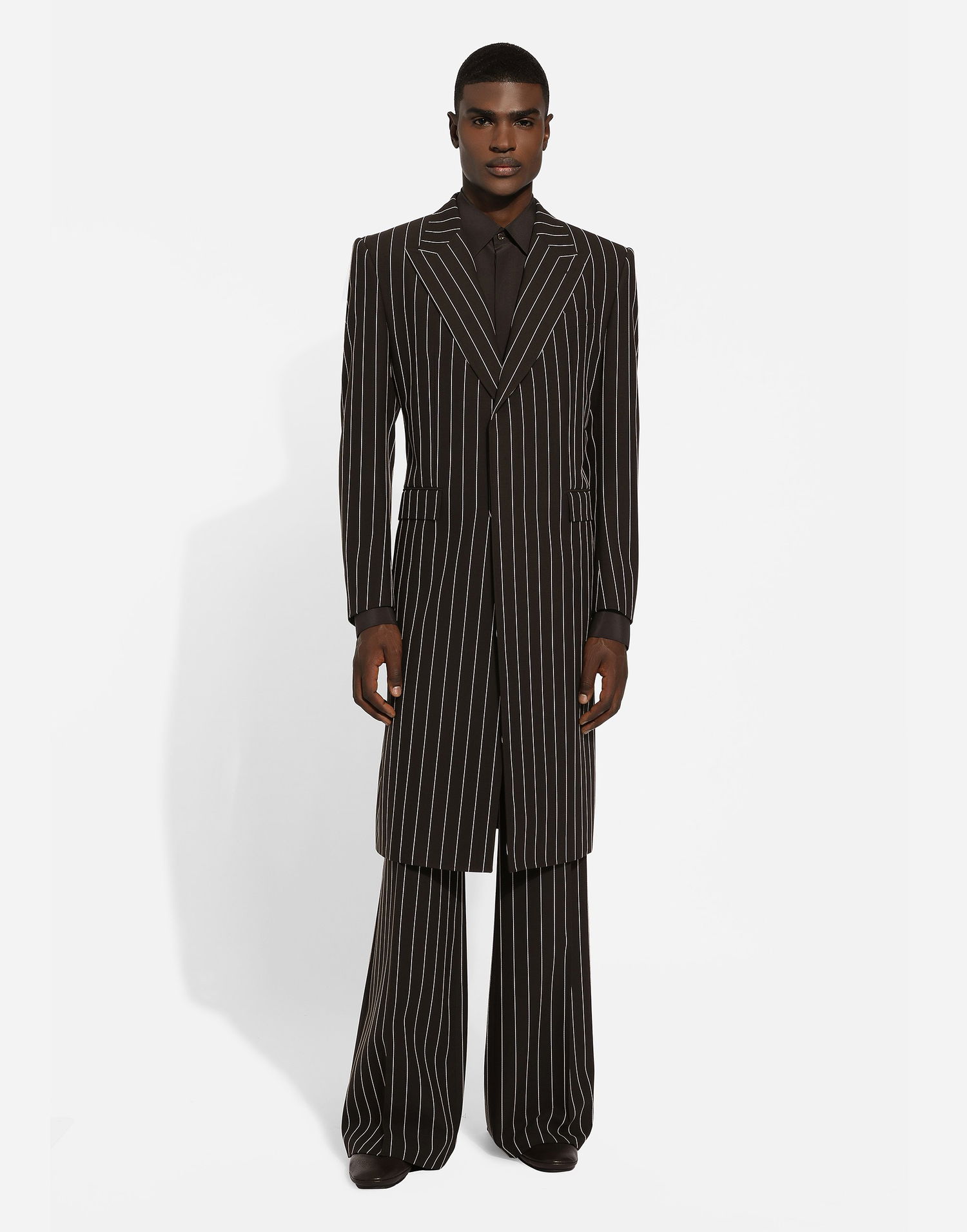 Панталони Dolce & Gabbana Dolce & Gabbana Pinstriped Wide-leg Trousers Черно | GP01PTFR20WS8051, 1