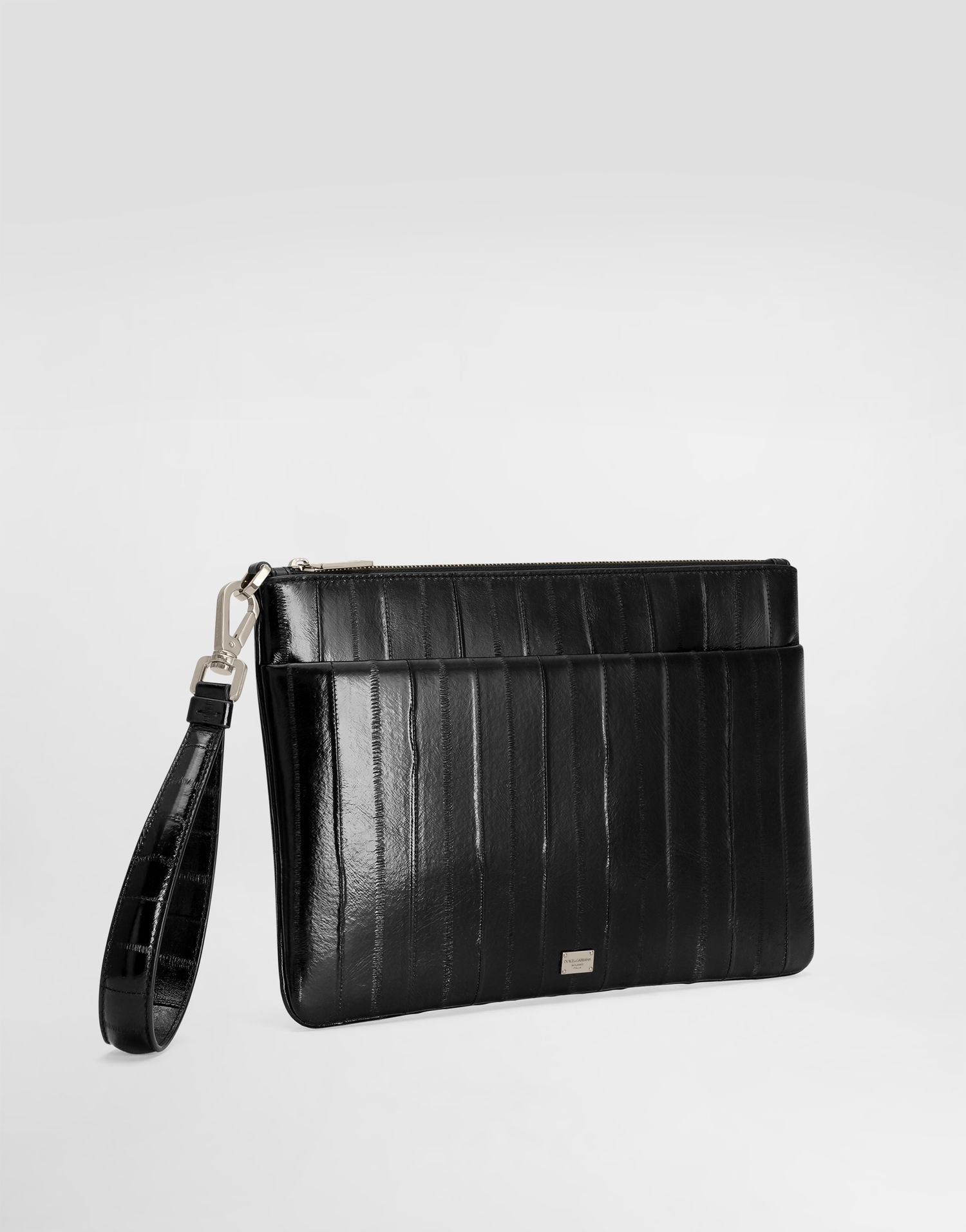 Дамска чанта Dolce & Gabbana Dolce & Gabbana Eel Skin Wristlet Clutch Черно | BP3294A8M2480999, 1
