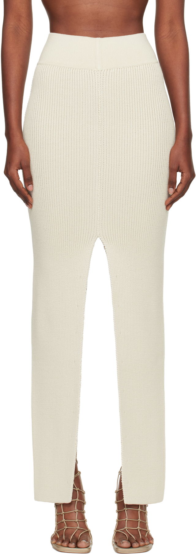 Rick Owens Concordians Ribbed Knit Sliced Midi Skirt