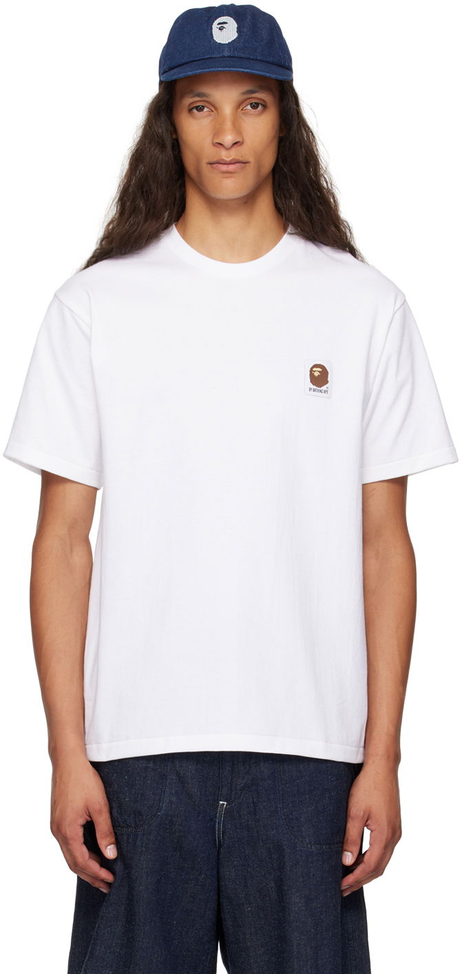 Тениска BAPE BAPE White Ape Head Label T-Shirt Бяло | 001TEK301315M, 0