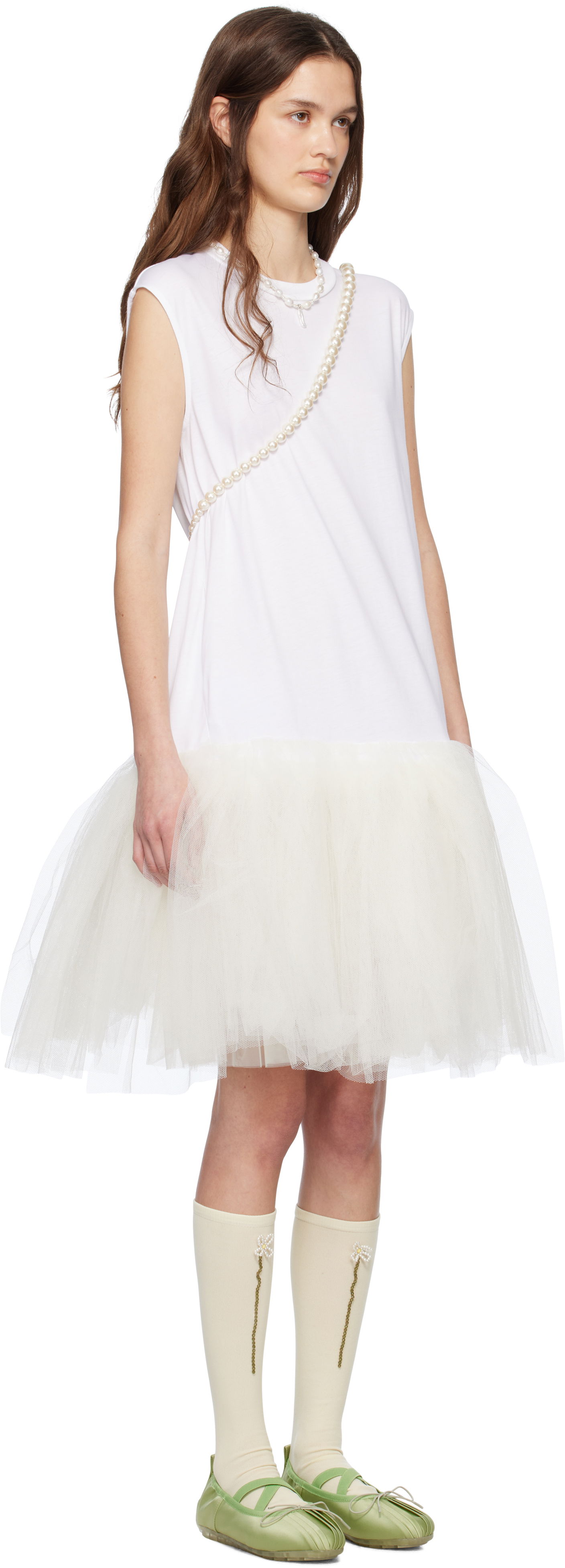 Pокля Simone Rocha Simone Rocha Relaxed Ballet Tutu Midi Dress Бяло | 7396 0553, 1