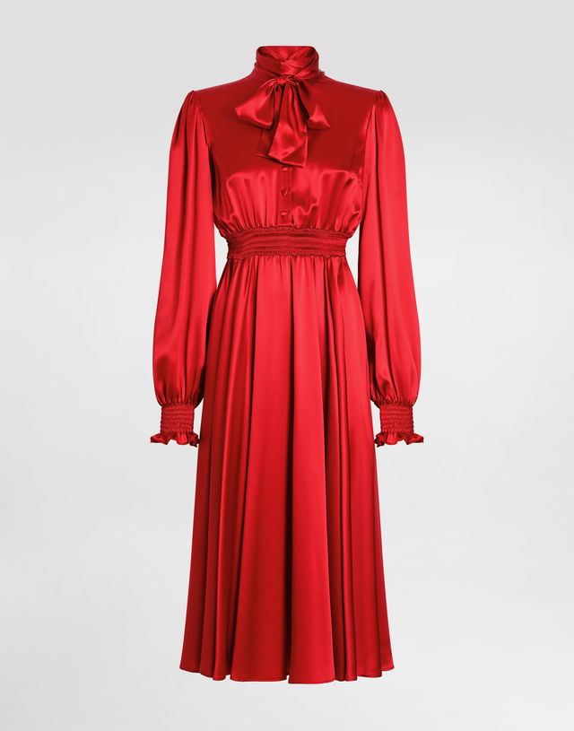 Dolce & Gabbana Satin Shirt Dress with Tie