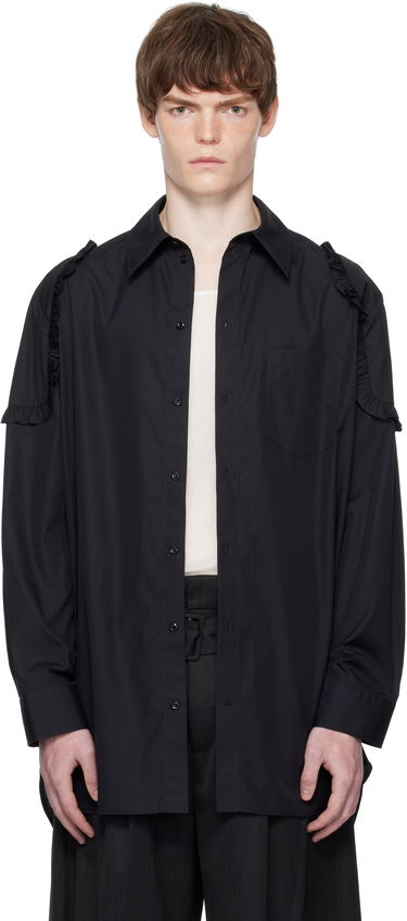 Риза Simone Rocha Simone Rocha Ruffle Shoulder Patch Tunic Shirt Черно | 5383 1025, 0