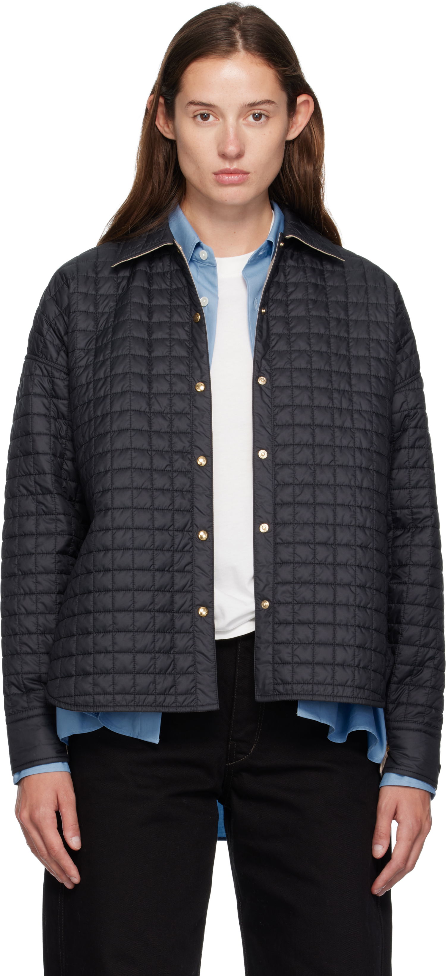 Пухо яке Moncler Moncler Quilted Overshirt Тъмно синьо | K20932F00011788RS, 0