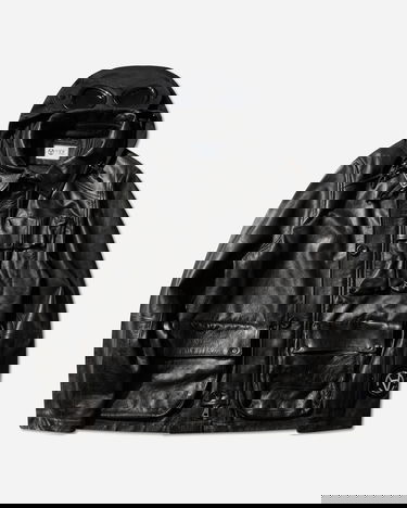 Яке C.P. Company Slam Jam Leather Mille Jacket with Goggle Hood Черно | 19CSOW700S 001, 0