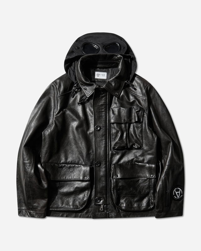 Slam Jam Leather Mille Jacket with Goggle Hood
