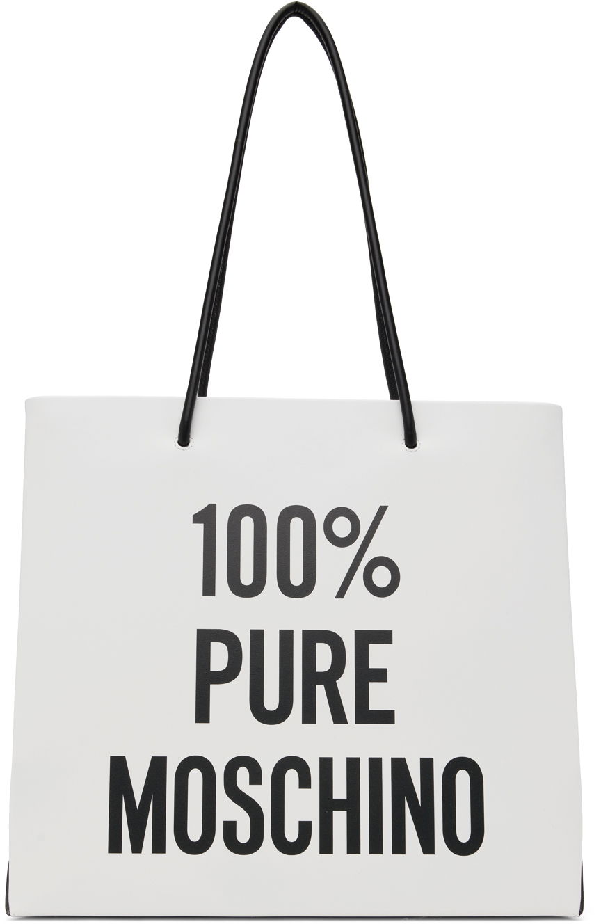 Голяма пазарска чанта Moschino '100% PURE' Graphic Print Tote Bag Бяло | 7447 8001 A2001, 0