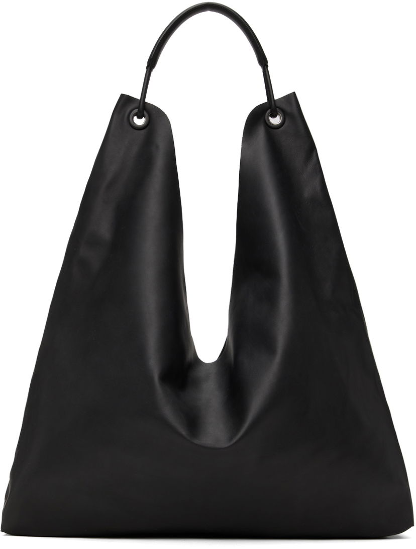 Голяма пазарска чанта The Row Large Leather Tote Bag Черно | W1623-L108