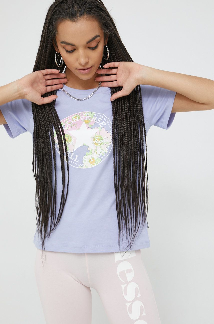 Тениска Converse Converse Floral Logo T-Shirt Лилаво | 10023217.A03, 0