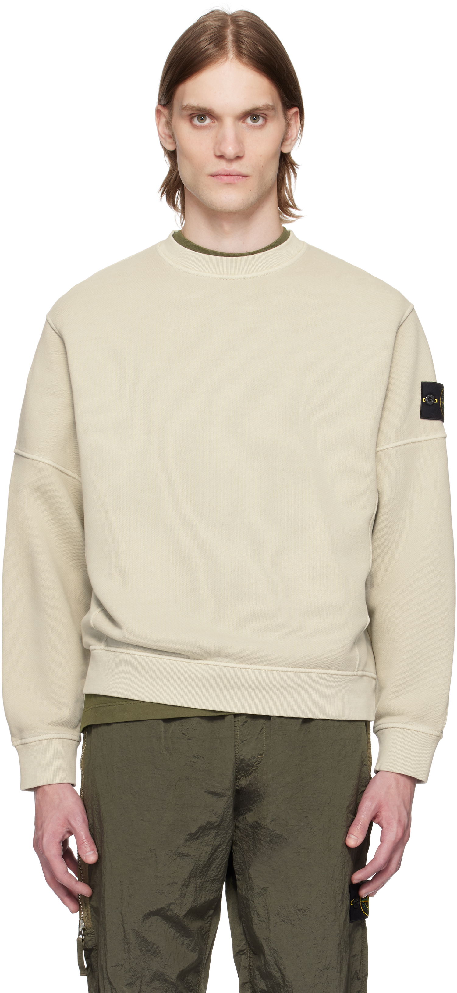 Пуловер Stone Island Stone Island Diagonal Fleece Old Effect Sweatshirt Бежово | K1S15 6100032 S0045, 0