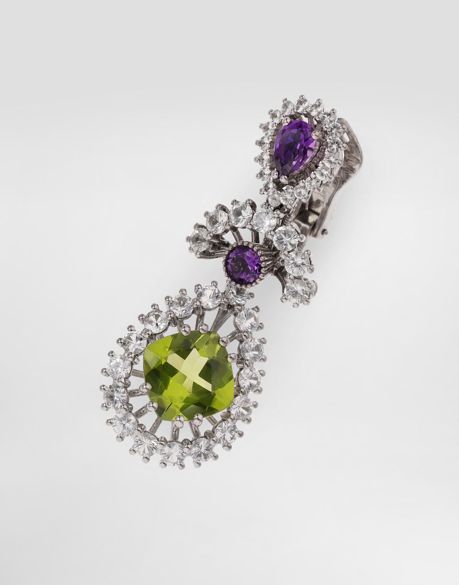 Обеци Dolce & Gabbana Dolce & Gabbana Eleganza Earrings with Amethysts, Peridots, and Sapphires in 18K White Gold Многоцветен | WESA4GWAME180001, 1
