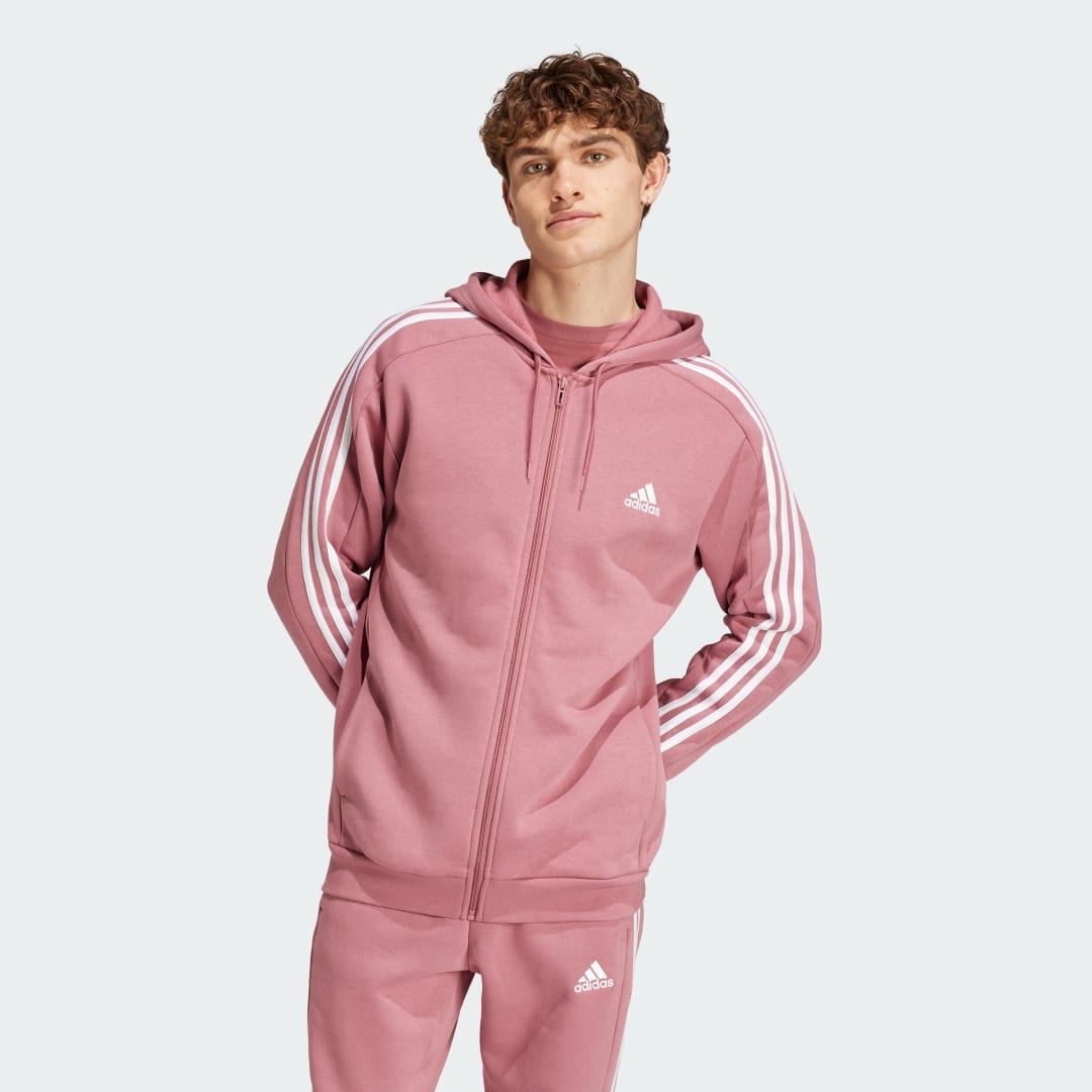 Суитчър adidas Performance Essentials Fleece 3-Stripes Full-Zip Hoodie Розово | IX0166, 0