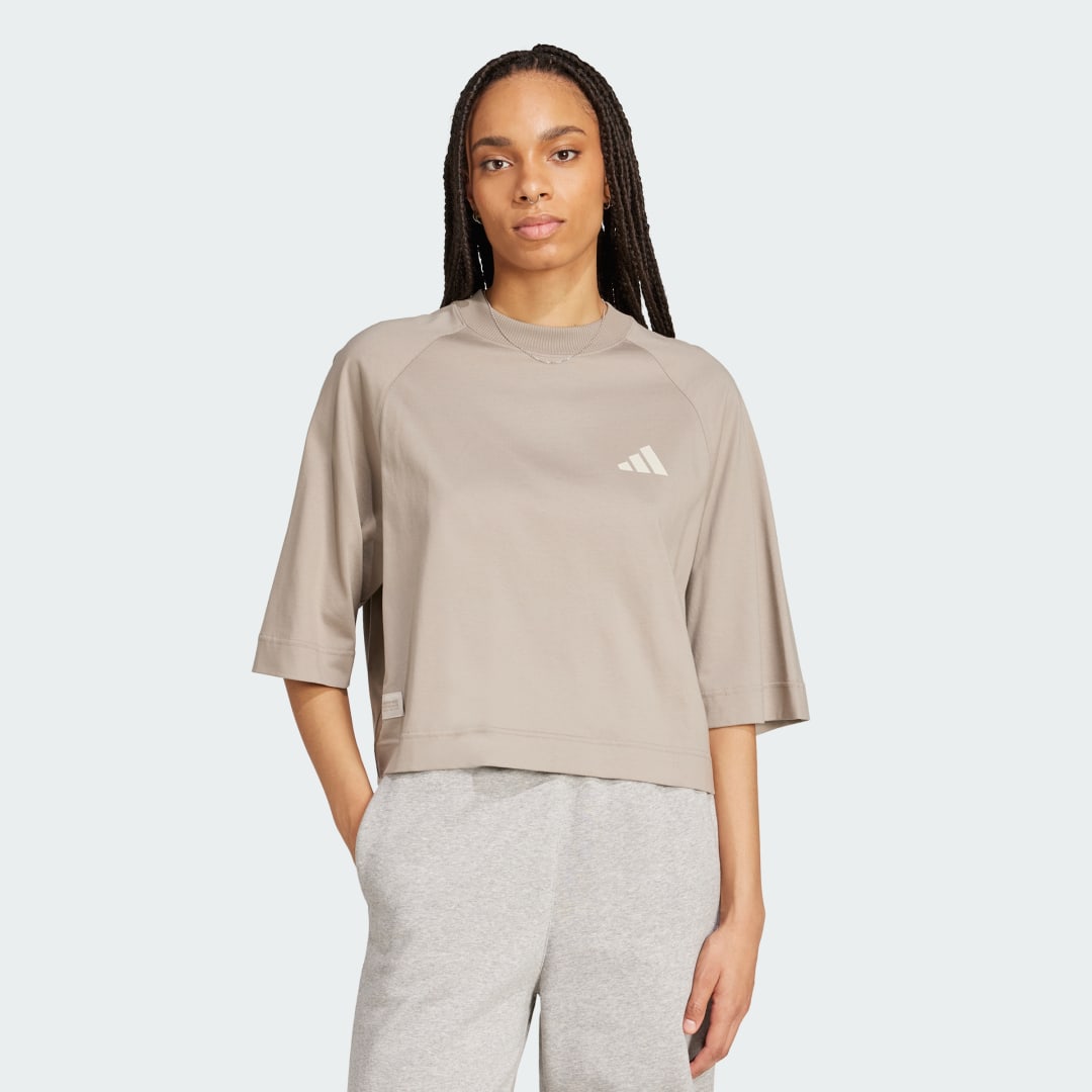 Съкратен топ adidas Performance Mercedes - AMG Petronas Formula One Team Premium Cropped Sweatshirt Бежово | JW3087, 0