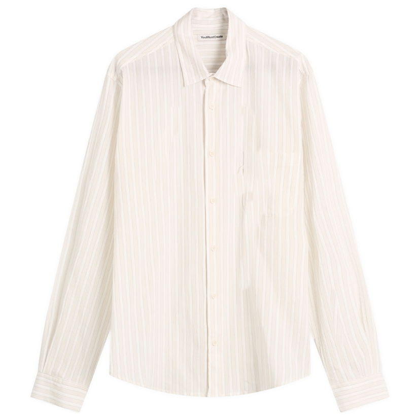 Риза YMC YMC Curtis Striped Shirt, Size Small Бежово | P2ZAI-10